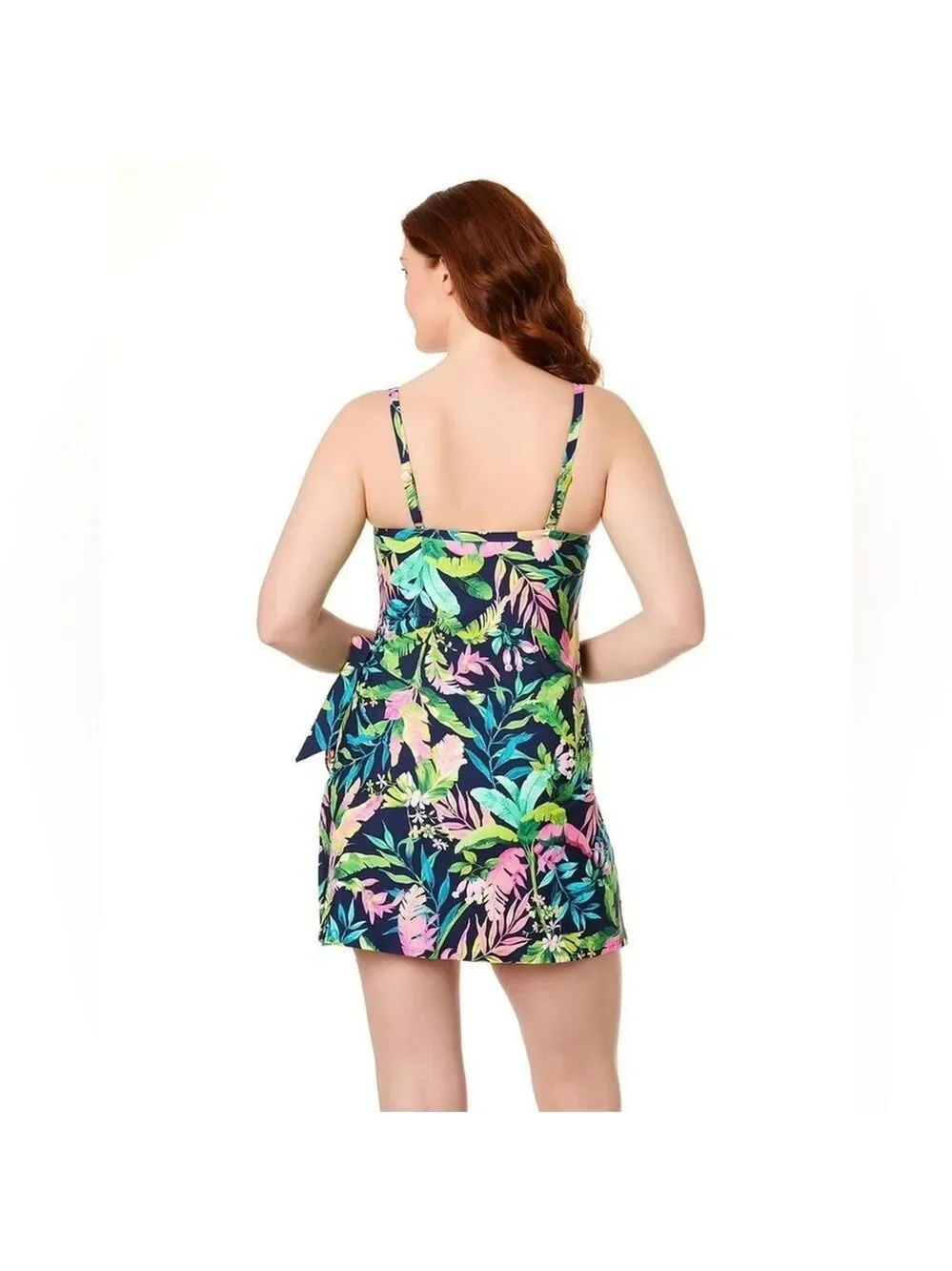 Lands End tropical swim dress Size Large One Piece Resortwear Summer Bathingsuit